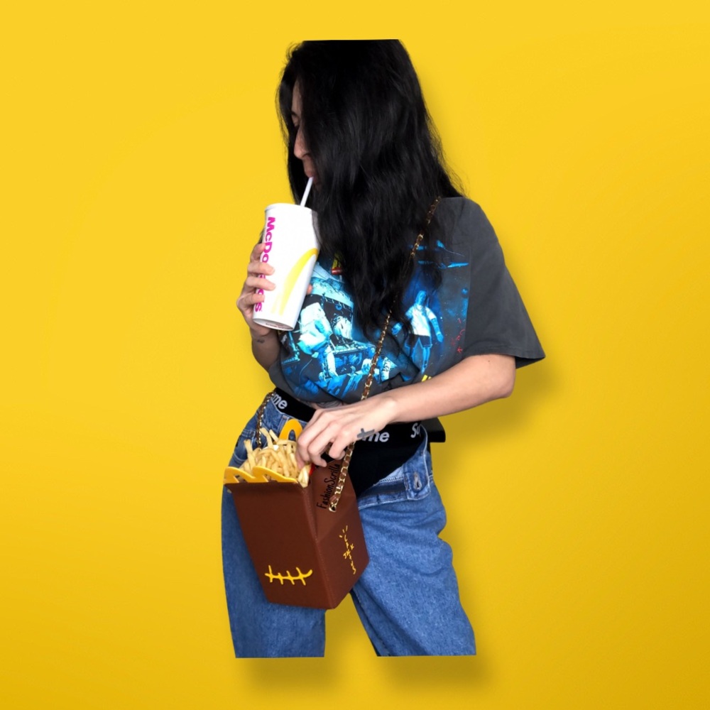 Travis Scott x McDonald’s Happy Meal Brown and Yellow Smile Clutch - Picture 4 of 15